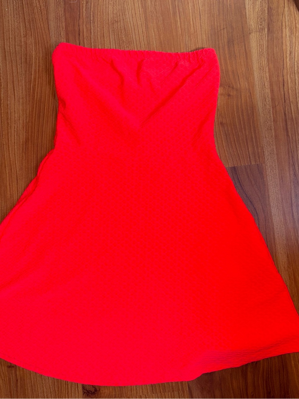 H&M Strapless Bright Hot Pink A-Line Dress